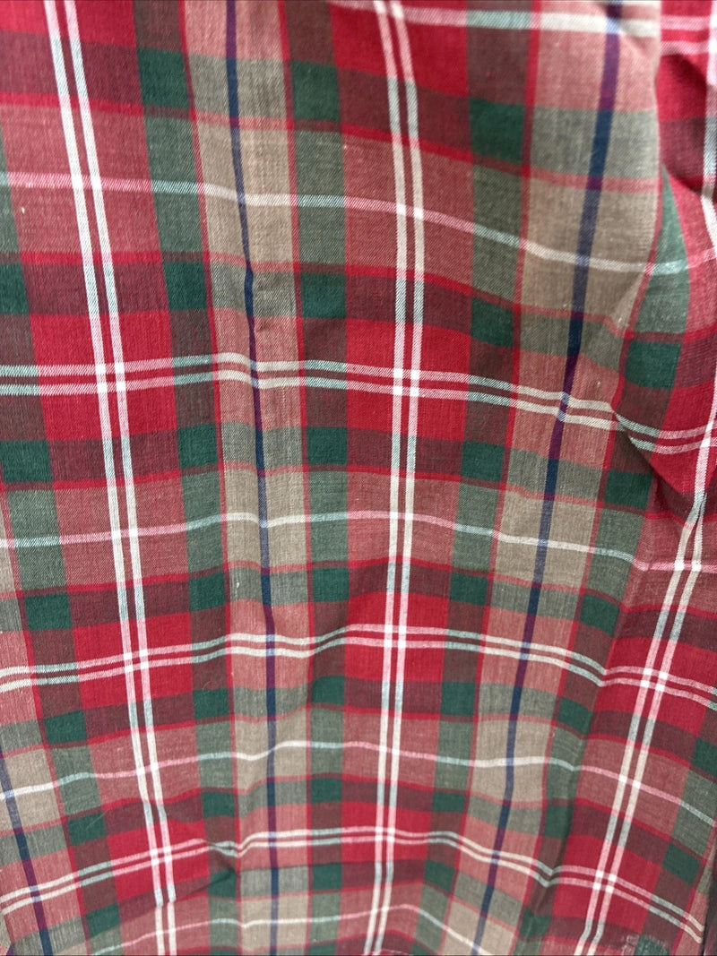 New Men’s ELY Plains Red Plaid Long Sleeve Pearl Snap 14.5 X 33 Small AA-94