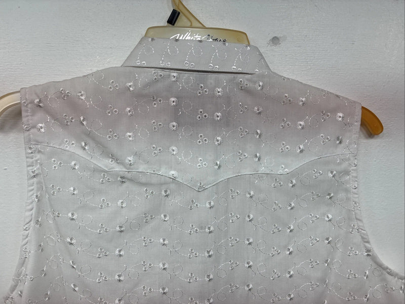 New Women’s White Horse White Designed Short Sleeve Pearl Snap Large II-88