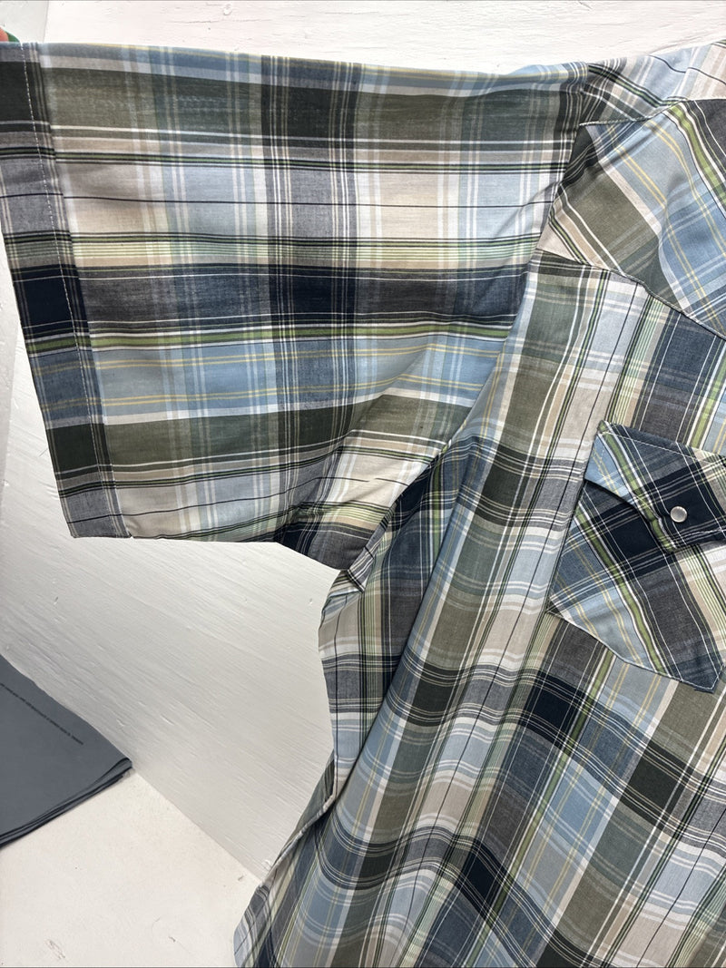New Men’s ELY Cattleman Multiple Color Flannel Short Sleeve Pearl Snap 4XL F-48