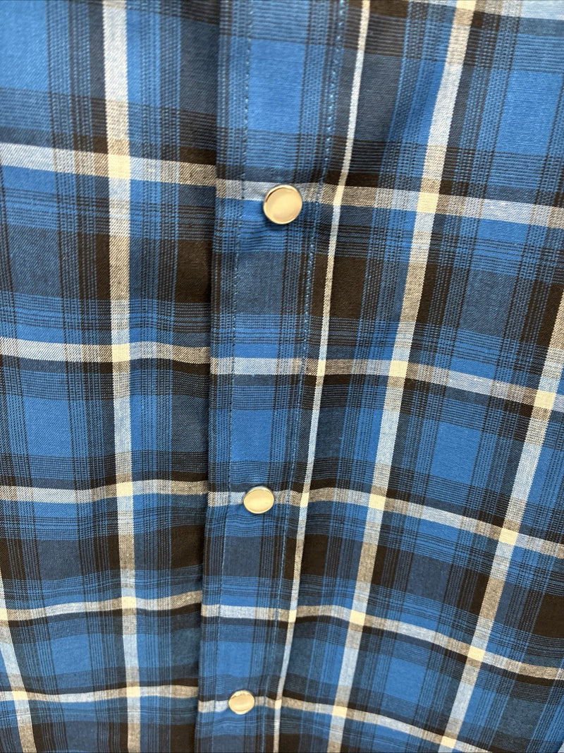 New Men’s ELY Cattleman Blue Flannel Long Sleeve Pearl Snap 4XL E-80