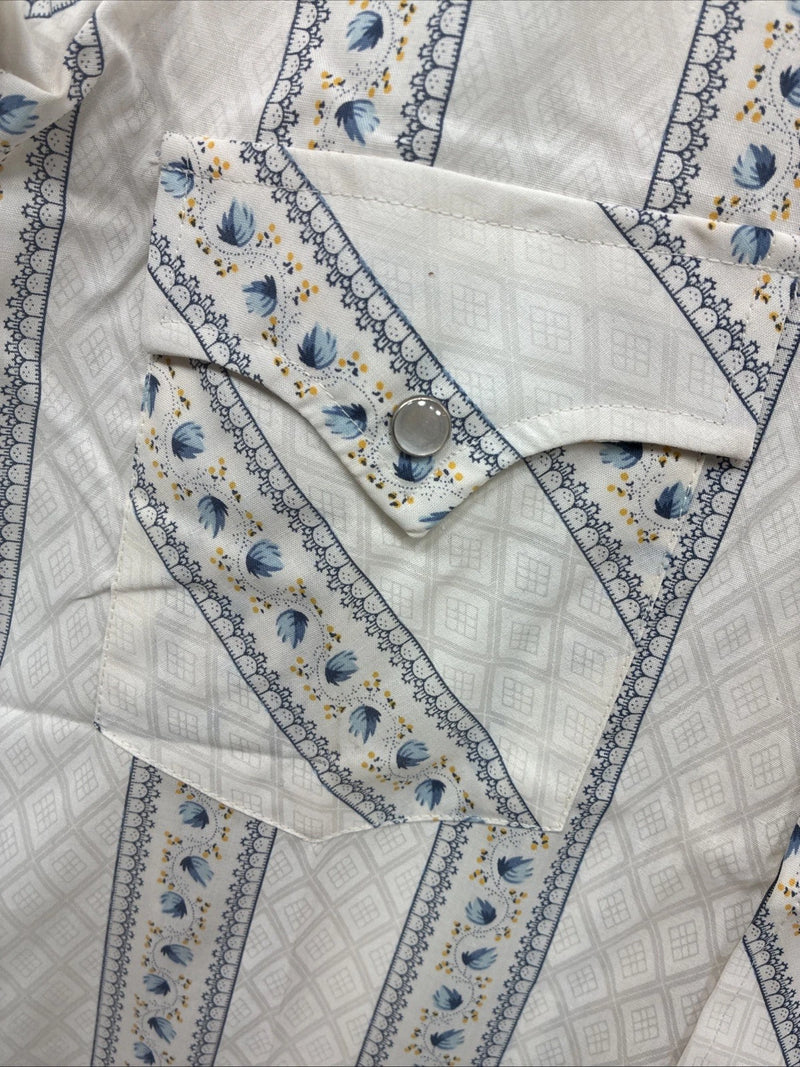 New Men’s Champion Western White Western Short Sleeve Pearl Snap Small J-57