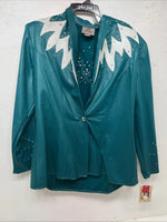 New Women’s Turquoise 1849 Authentic Ranchwear Western Show Jacket L UU-64