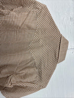 New Mems Western Shirt Brown Checkered Short Sleeve Pearl Snap Small AA-103