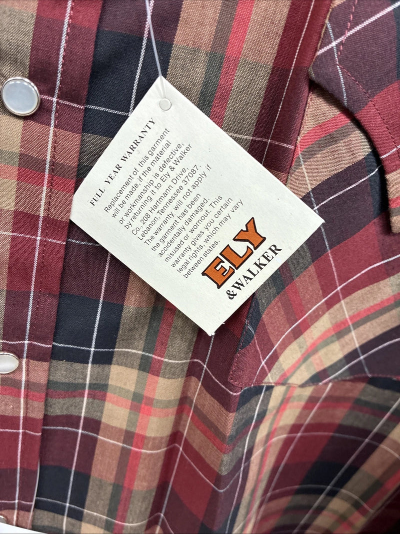 New Men’s ELY Cattleman Red Yellow Flannel Long Sleeve Pearl Snap 4XL E-97