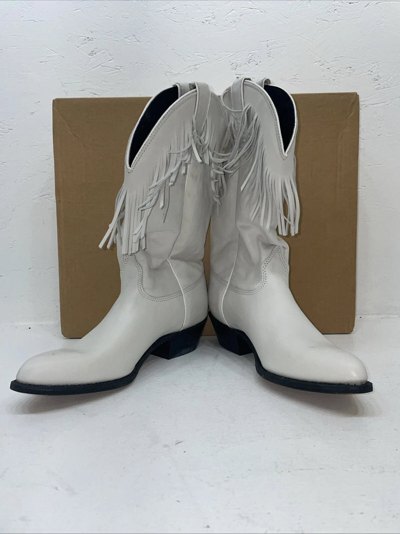New Women’s White With Fringe Capezio Cowboy Boots. L 697 8 M. 16-66