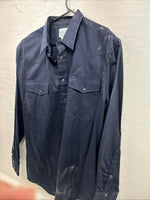 New Men’s H Bar C Navy Blue Long Sleeve Pearl Snap Large DD-9