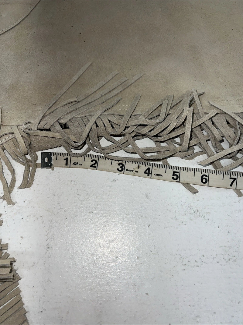 New Tan Equi-Grip Show Chaps With Fringe Adjustable Waist 42” L-32