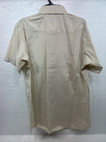 New Men’s White Horse Tan Stripe Short Sleeve Pearl Snap XL R-43