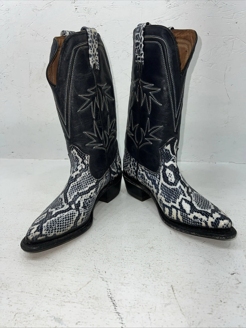 New Women’s Navy Snakeskin Texas Brand Cowboy Boots 72 7 B. 17-8