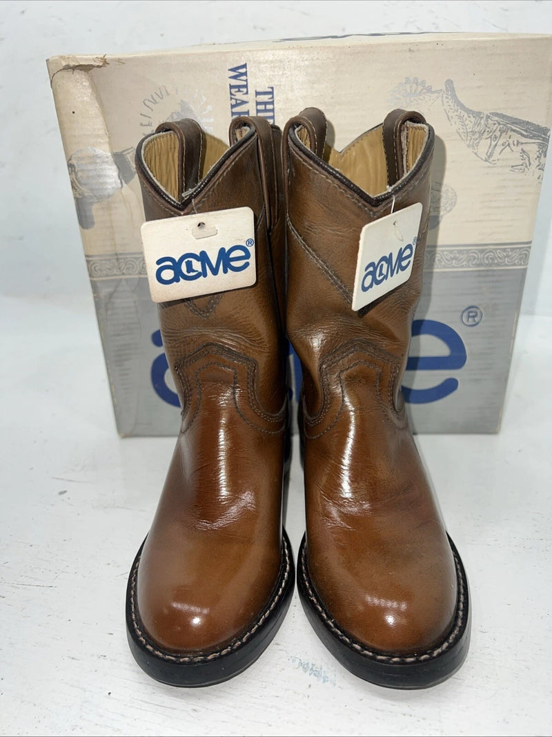 New Children’s Brown Acme Cowboy Boots. 03124 10 D. 24-30