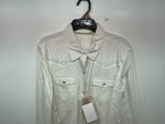 New Women’s White Cumberland Outfitters Long Sleeve Button Up Shirt M 3B-39