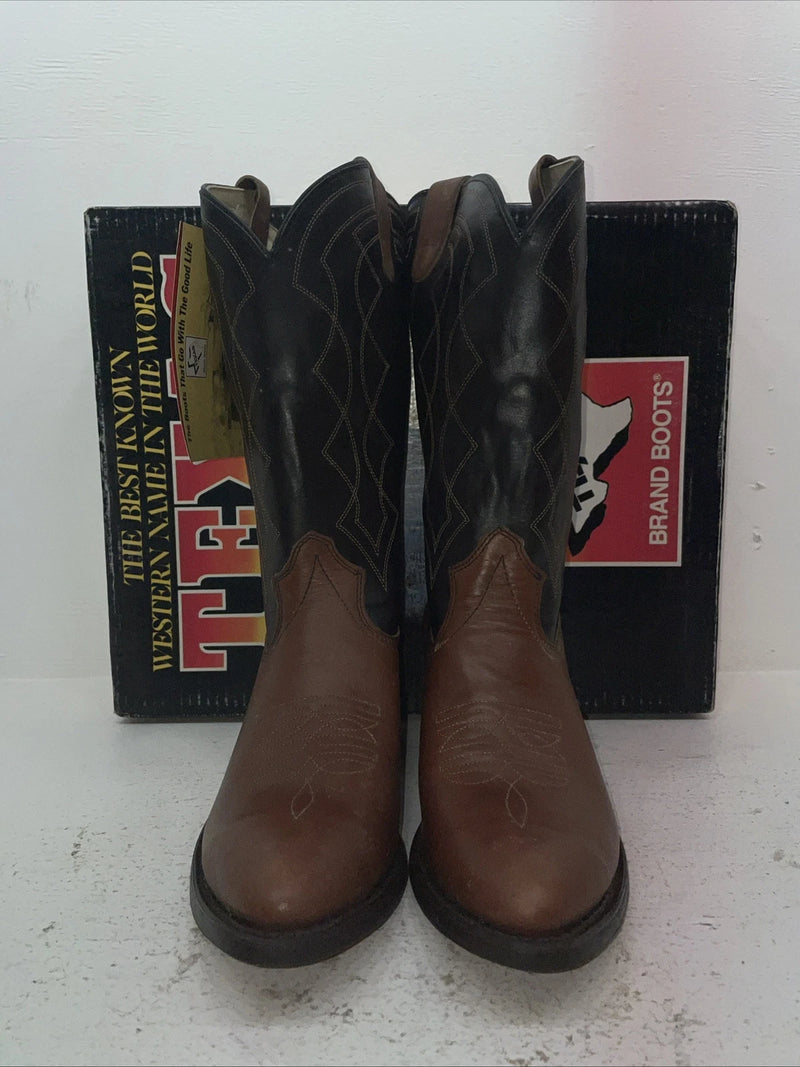 New Men’s Brown Texas Brand Cowboy Boots. 5101 10.5 10 1/2 D. 7-83