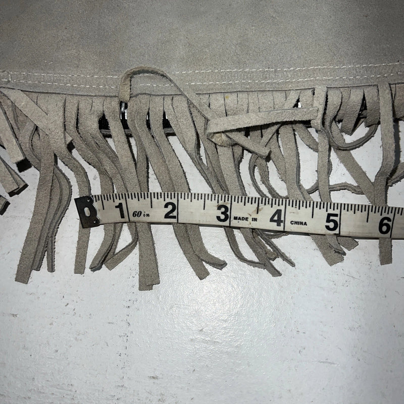 NOS Tan Medium Show Chaps With Fringe Adjustable Waist 43” L-42