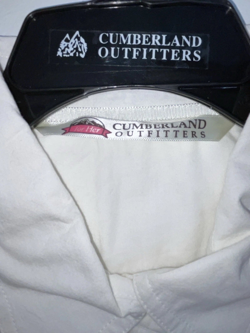 New Women’s White Cumberland Outfitters Long Sleeve Button Up Shirt M 3B-39