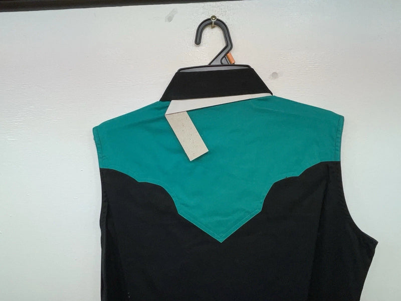 New Women’s Black Blue Cumberland Outfitters Sleeveless Button Up Shirt M 3B-43