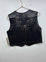 New Women’s 1848 RanchWear Black Rhinestone Sleeveless Vest Zip Up Large YY-40