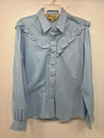 New Women’s ELY Championship Blue Long Sleeve Pearl Snap Large KK-111
