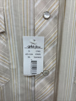 New Men’s White Horse Tan White Stripe Short Sleeve Pearl Snap XL O-72 