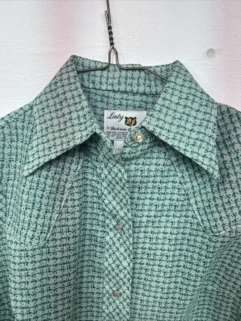 New Women’s Dickson Jenkins Green Design Long Sleeve Pearl Snap Size 30 GG-2