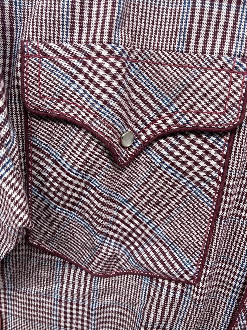 New Men’s Champion Western Red Plaid Long Sleeve Pearl Snap 15 Medium AA-64