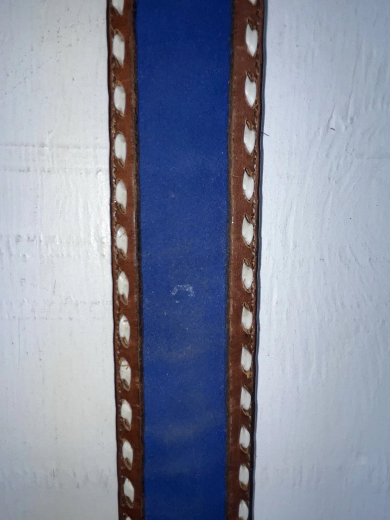 New Blue Genuine Leather Longhorn Tooled 32” Belt #82829 JJ-39