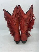 New Women’s Red Fringe Capezio Cowboy Boots. 693 6.5 6 1/2 M. 19-75