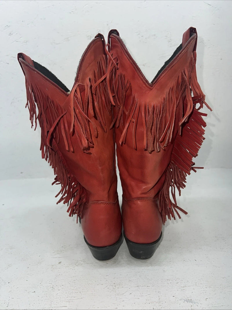 New Women’s Red Fringe Capezio Cowboy Boots. 693 6.5 6 1/2 M. 19-75