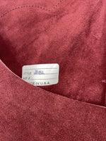 New Burgundy Congress Leather Show Chaps With Fringe Adjustable Waist 42” N-35