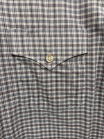 New Men’s White Horse brown Plaid Short Sleeve Pearl Snap Large CC-34