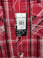 New Men’s Red ELY 1878 Short Sleeve Pearl Snap Shirt. XL S-24