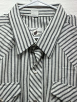 New Men’s Champion Western White Grey Strip Long Sleeve Pearl Snap 3XL E-55