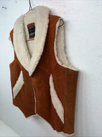 New Women’s Steerbrand Orange Leather Wool Vest XL Q-601