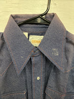 New Men’s Karman Blue Jean Long Sleeve Pearl Snap 14.5 Small AA-2