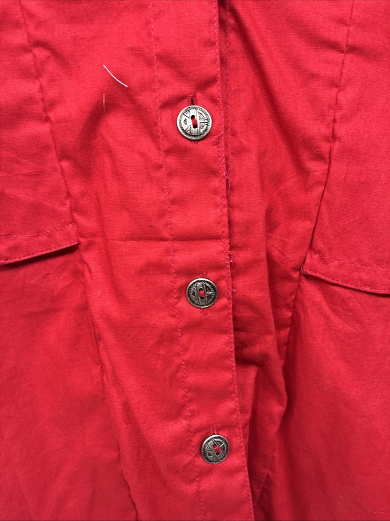 New Women’s Mine & Bills Red Long Sleeve Crop Button Up Large MM-130