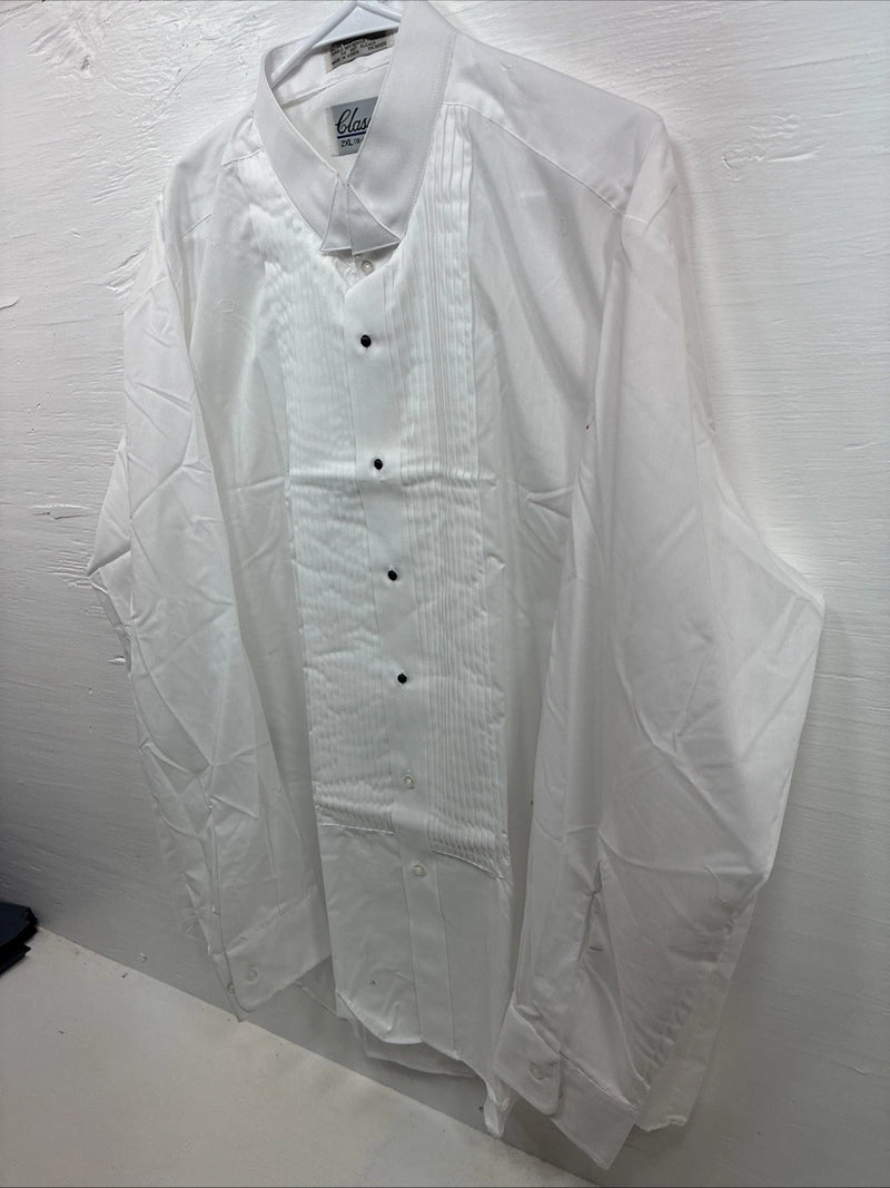 New Classix White Long Sleeve Button Up English Shirt 18-18.5 2XL X-90