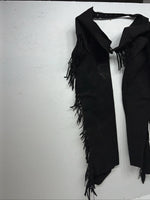 New Black Tough 1 Show Chaps With Fringe Adjustable Waist 40” N-32
