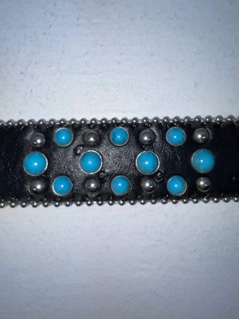 New Black Genuine Leather Blazin Roxx Blue Bling Cross S Belt #N3520401 Z-53