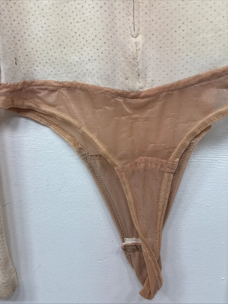 New Tadaski Cream Gem Long Sleeve Half Zip Showing Bodysuit Small TT-44