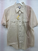 New Men’s H Bar C Tan Western Short Sleeve Pearl Snap 16.5 Large V-14