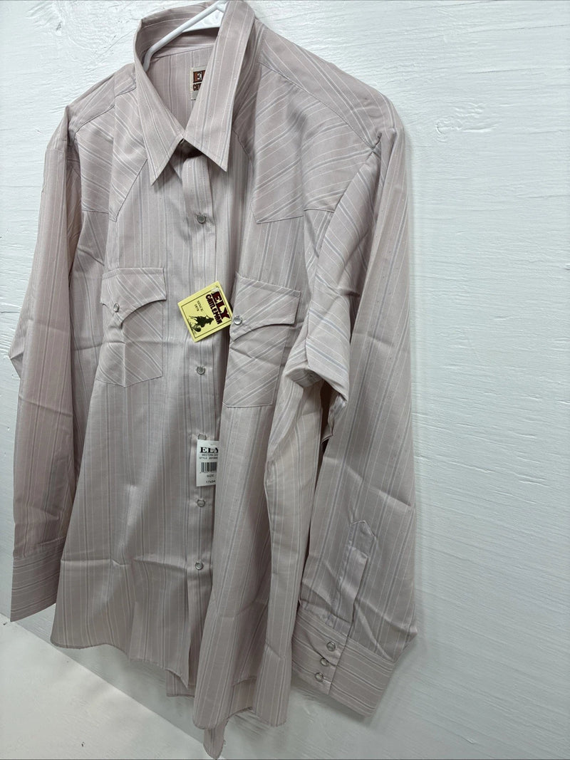New Men’s ELY Cattleman Multicolor Stripe Long Sleeve Pearl Snap 17 X 34 XL R-66