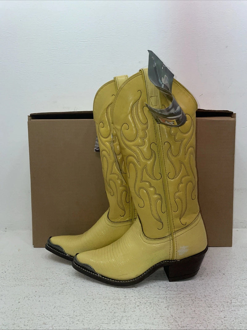 New Women’s Yellow Texas Brand Cowboy Boots. 4634 5 M. 2-68