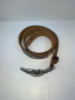 New Brown Genuine Leather Nocona Bird Stitching L Belt #N3422602