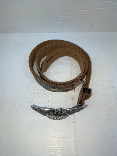 New Brown Genuine Leather Nocona Bird Stitching L Belt #N3422602