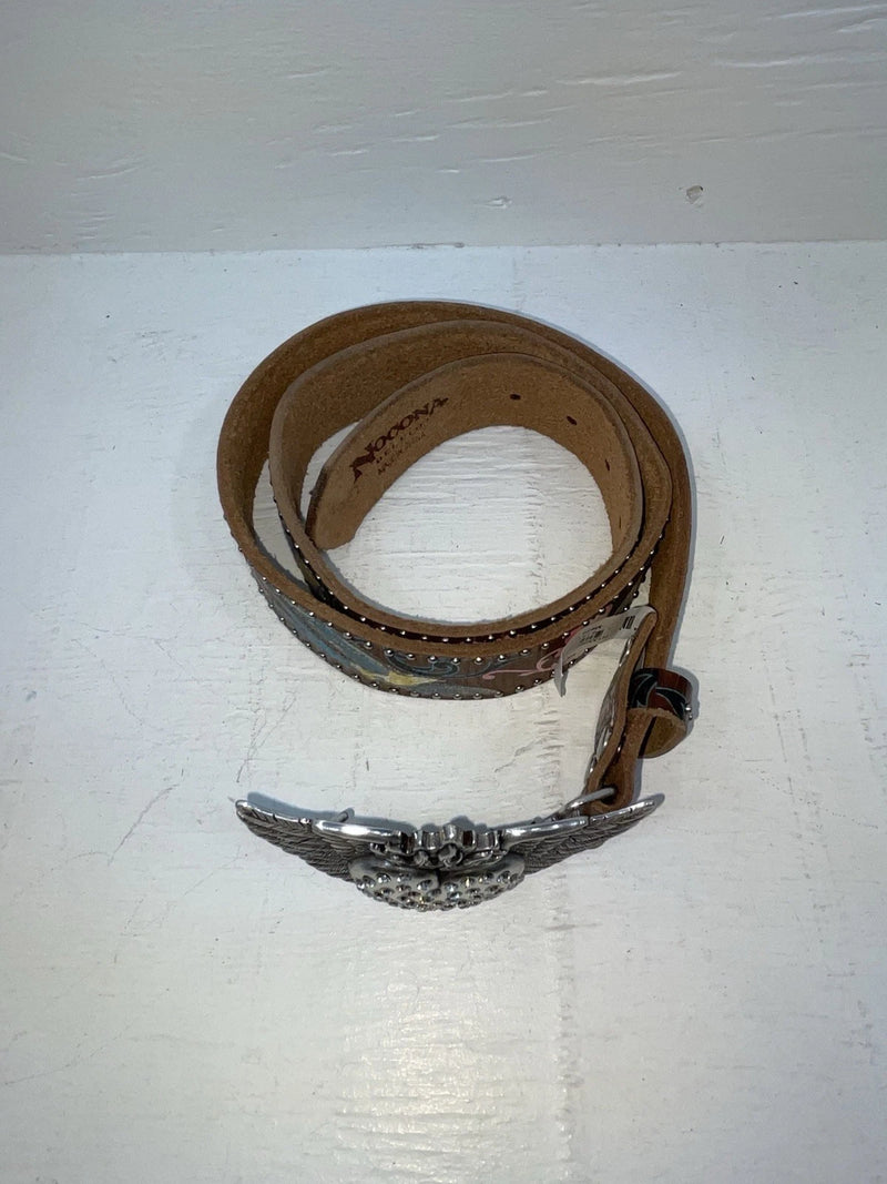 New Brown Genuine Leather Nocona Bird Stitching L Belt #N3422602