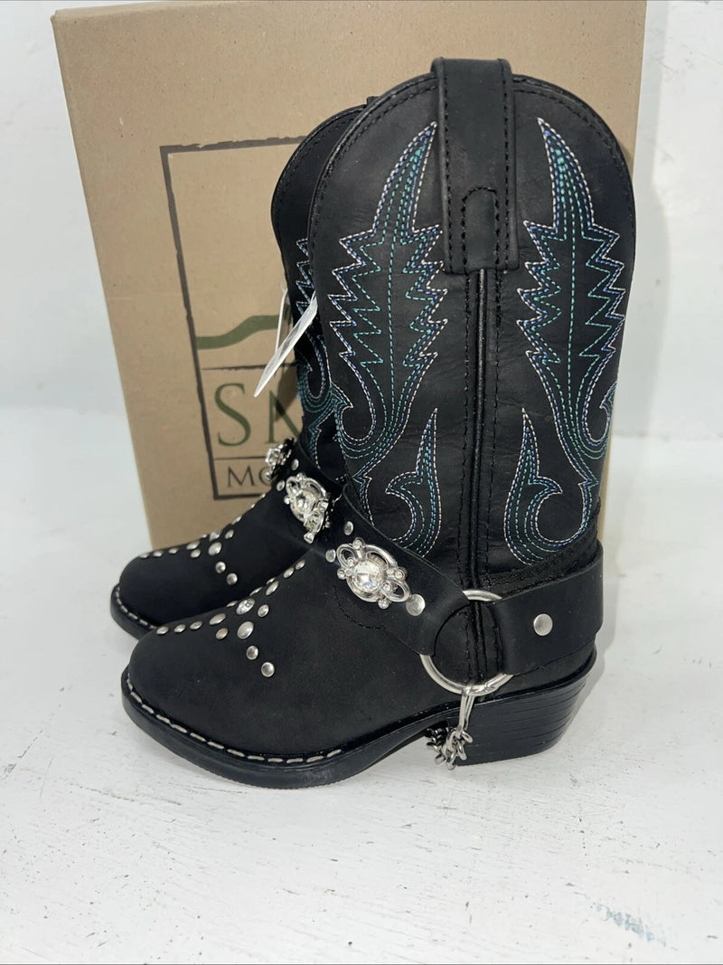 New Children’s Black Smoky Mountain Cowboy Boots. 3283 C 8.5 8 1/2 R. 24-32