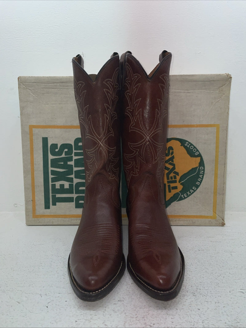 New Men’s Brown Texas Brand Cowboy Boots. 7933 9 D. 4-85