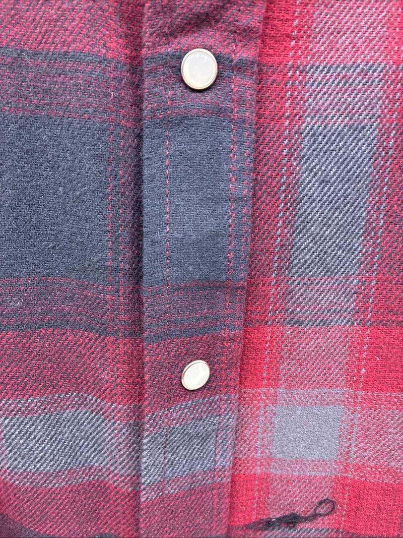 New Men’s ELY Cattleman Red Plaid Heavy Long Sleeve Pearl Snap Large CC-37