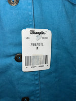 New Women’s Blue Wrangler Short Sleeve Denim Button Up Shirt #76670 M 3C-44