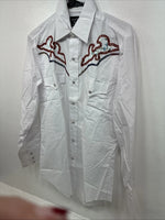 New Women’s Champion Western White Deisgn Long Sleeve Pearl Snap 15.5 MM-26