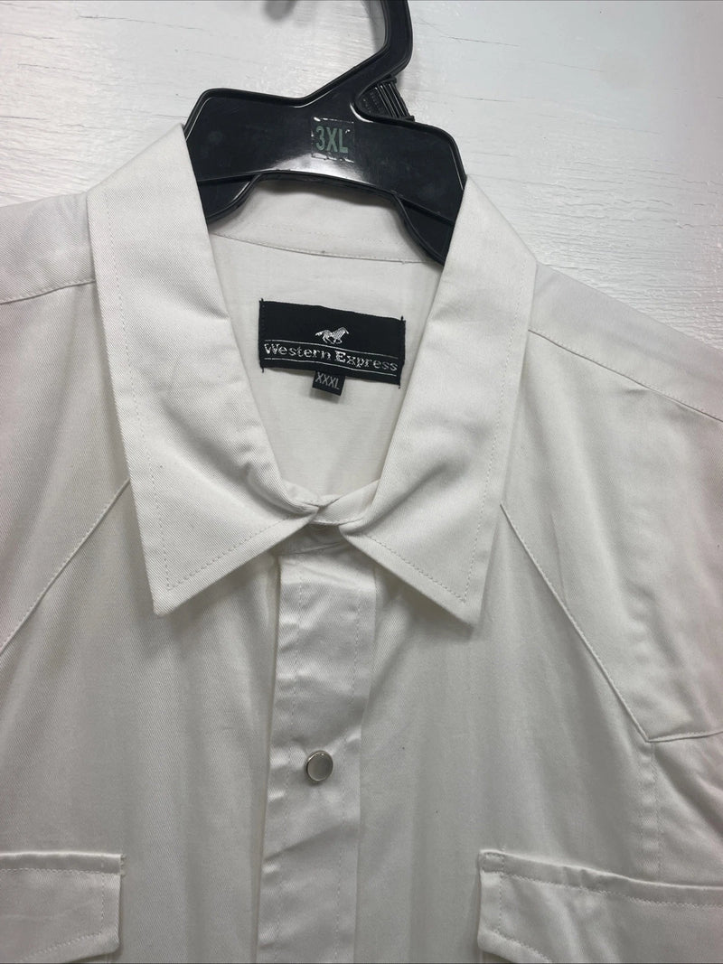 New Men’s Western Express White Long Sleeve Pearl Snap XXXL